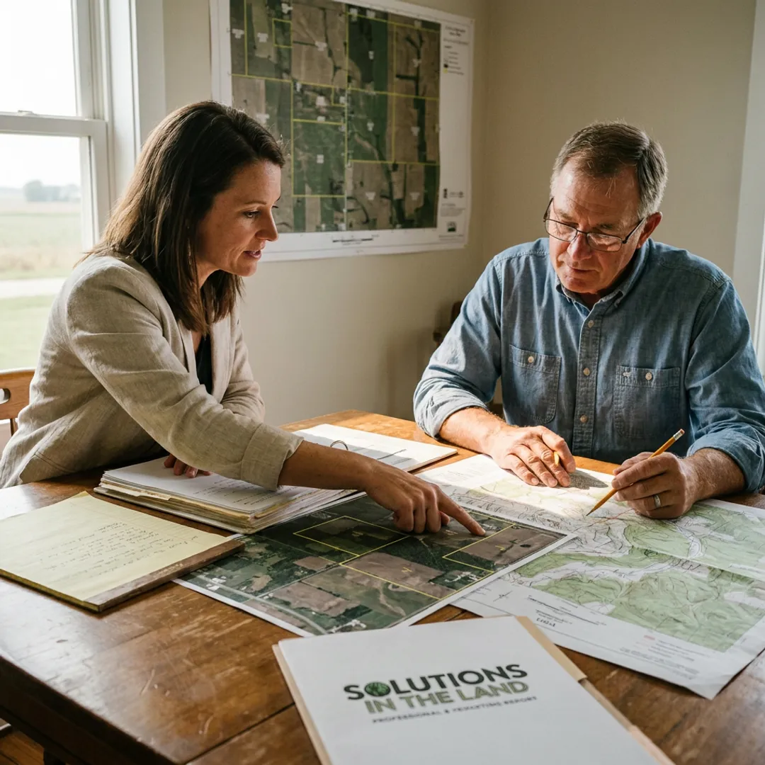 Consultant discussing land planning strategy