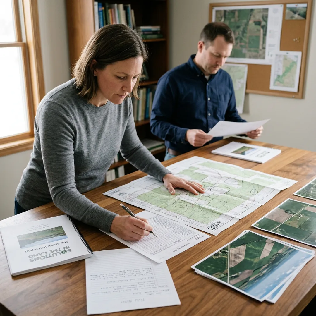 Consultant reviewing contaminated site assessment documents