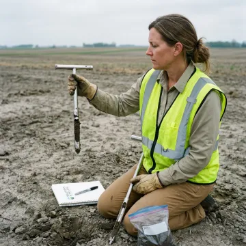 Environmental consultant assessing a potentially contaminated site