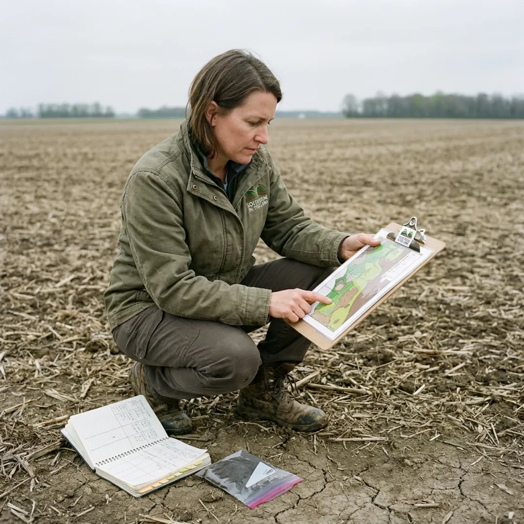 Consultant reviewing soil assessment findings on site