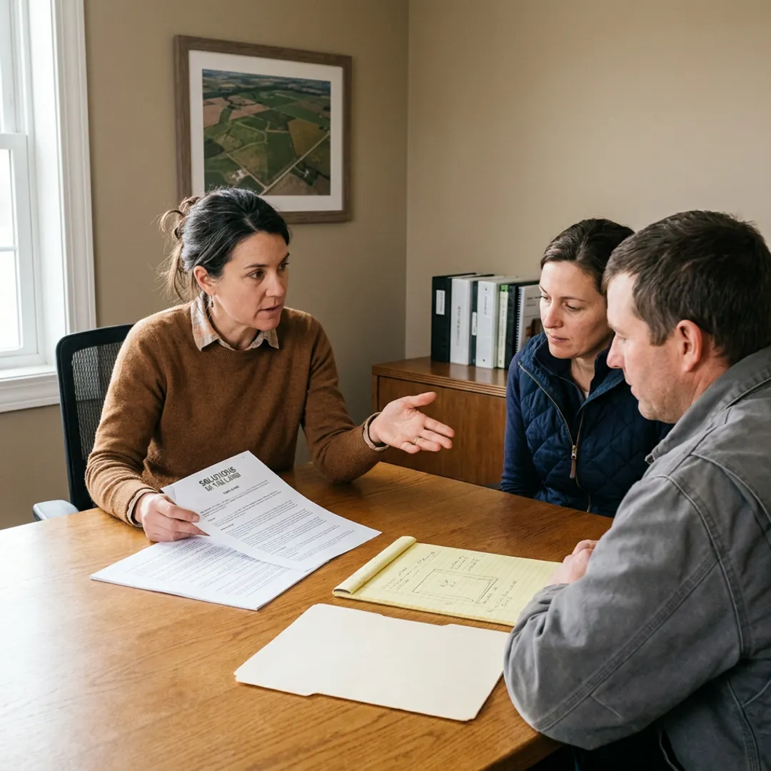Advisor reviewing farm succession documents