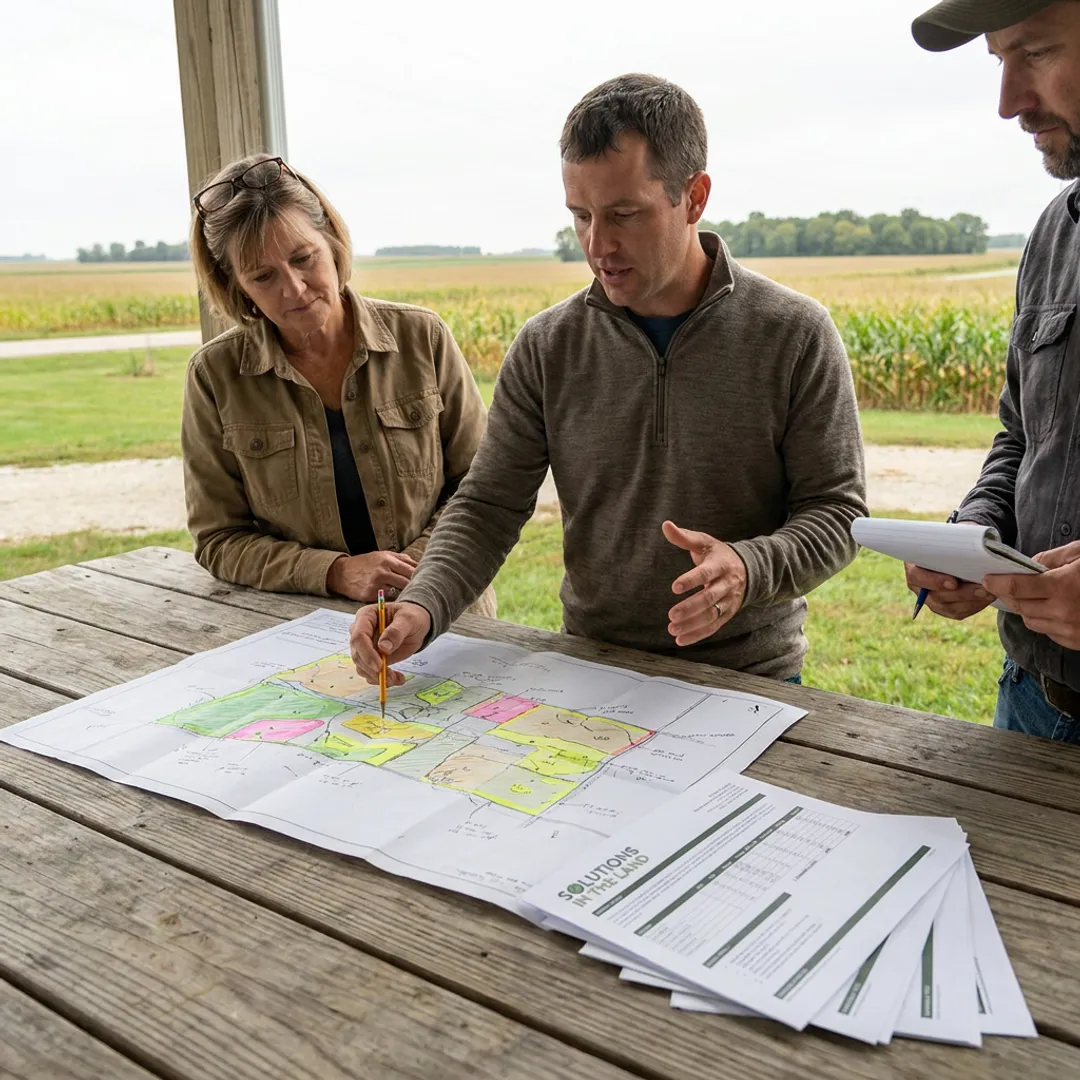 Team discussing sustainable land use strategy