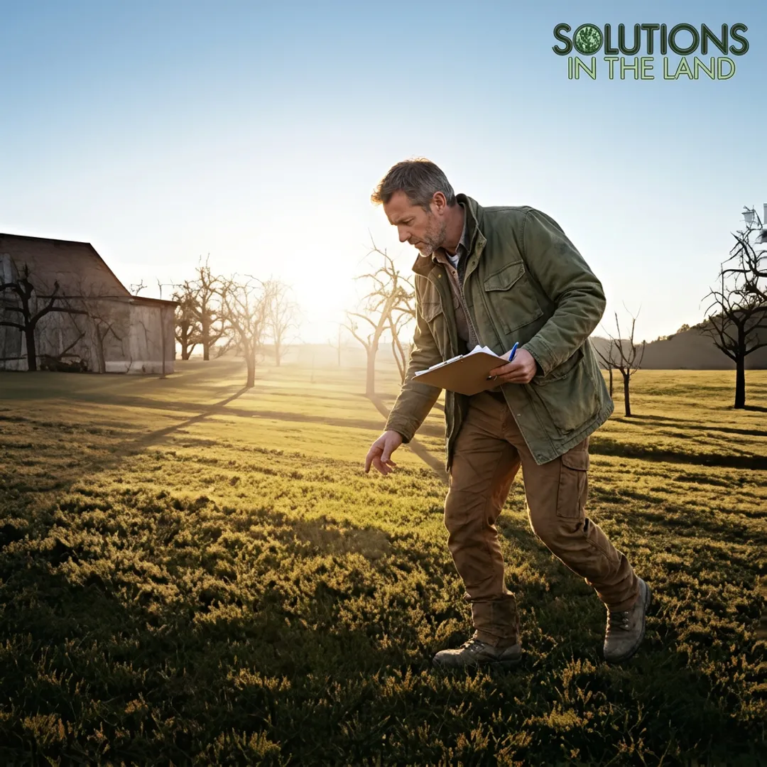 Consultant assessing environmental conditions on agricultural land