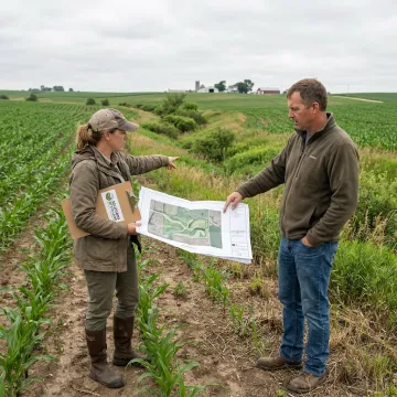 Consultants reviewing a sustainable land planning site
