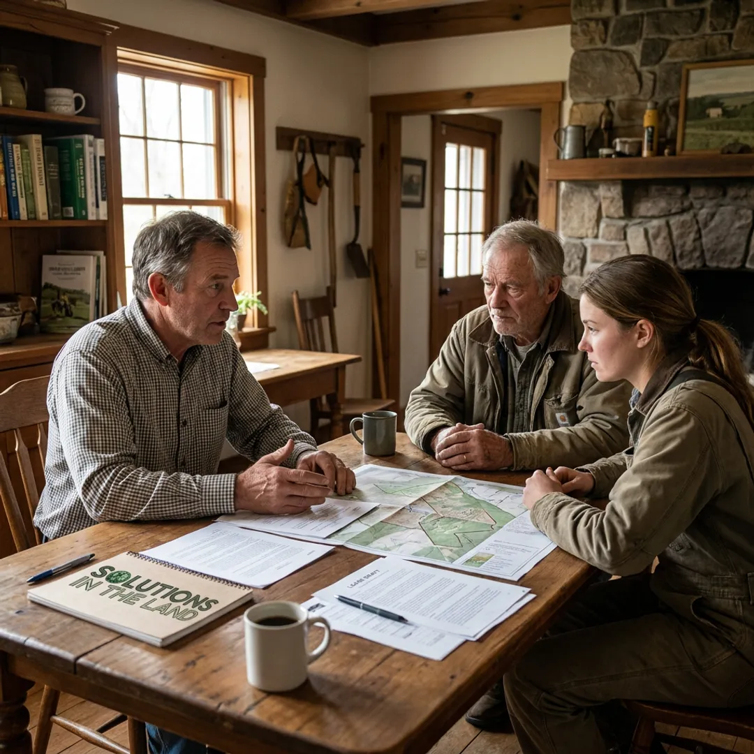 Advisor discussing farm transition strategy with family