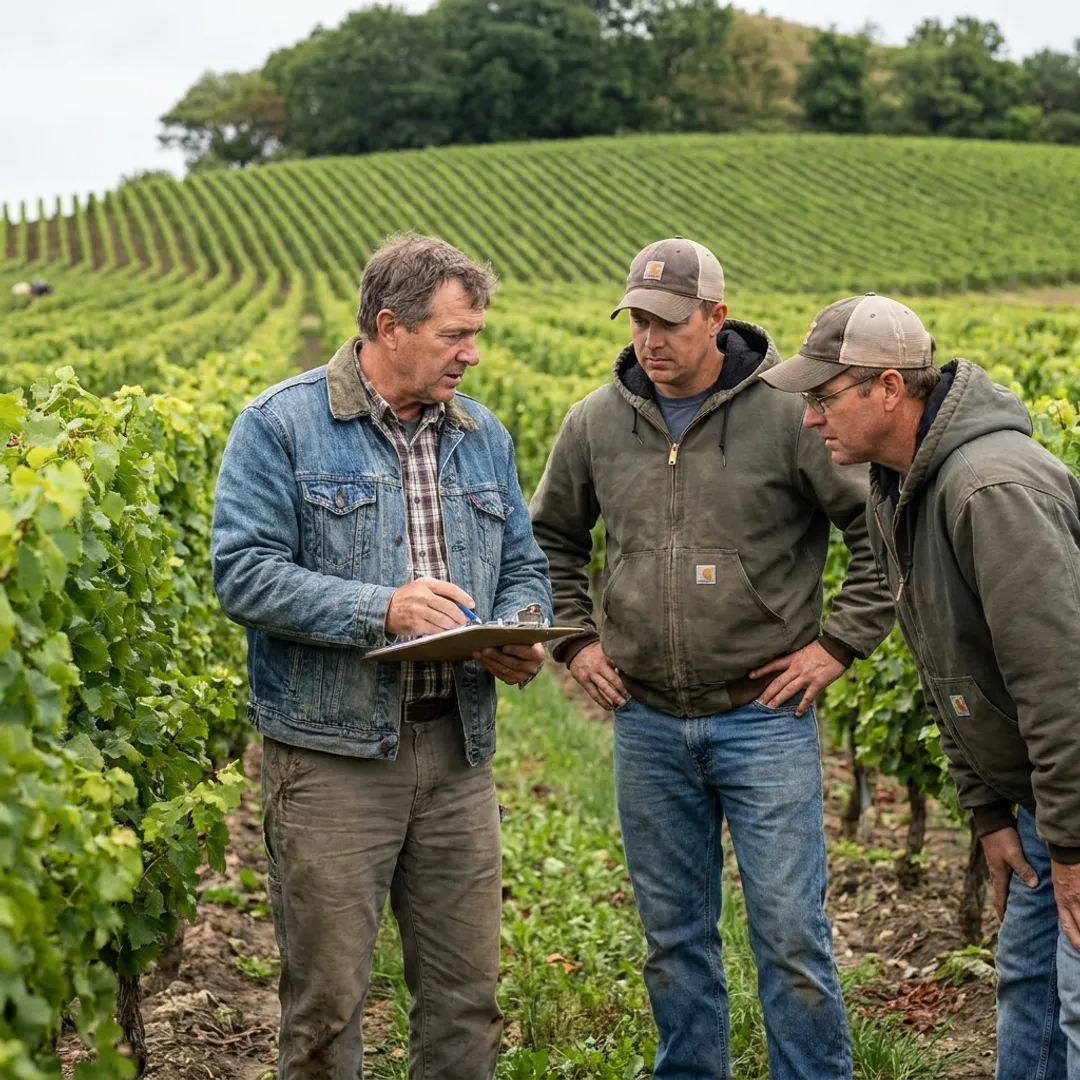 Organic farm planning consultation in the field