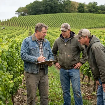 Organic farm planning consultation in the field