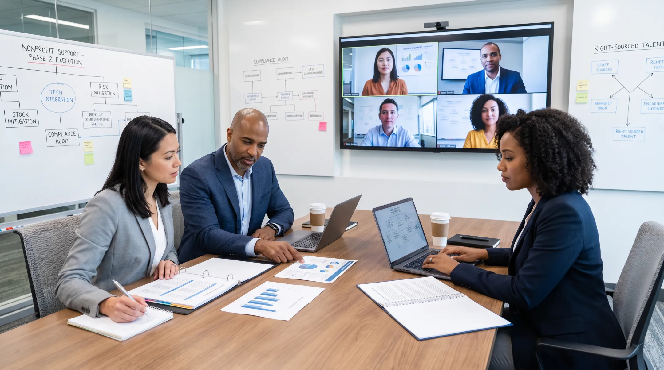 SolvedAF specialists coordinating nonprofit technology implementation support