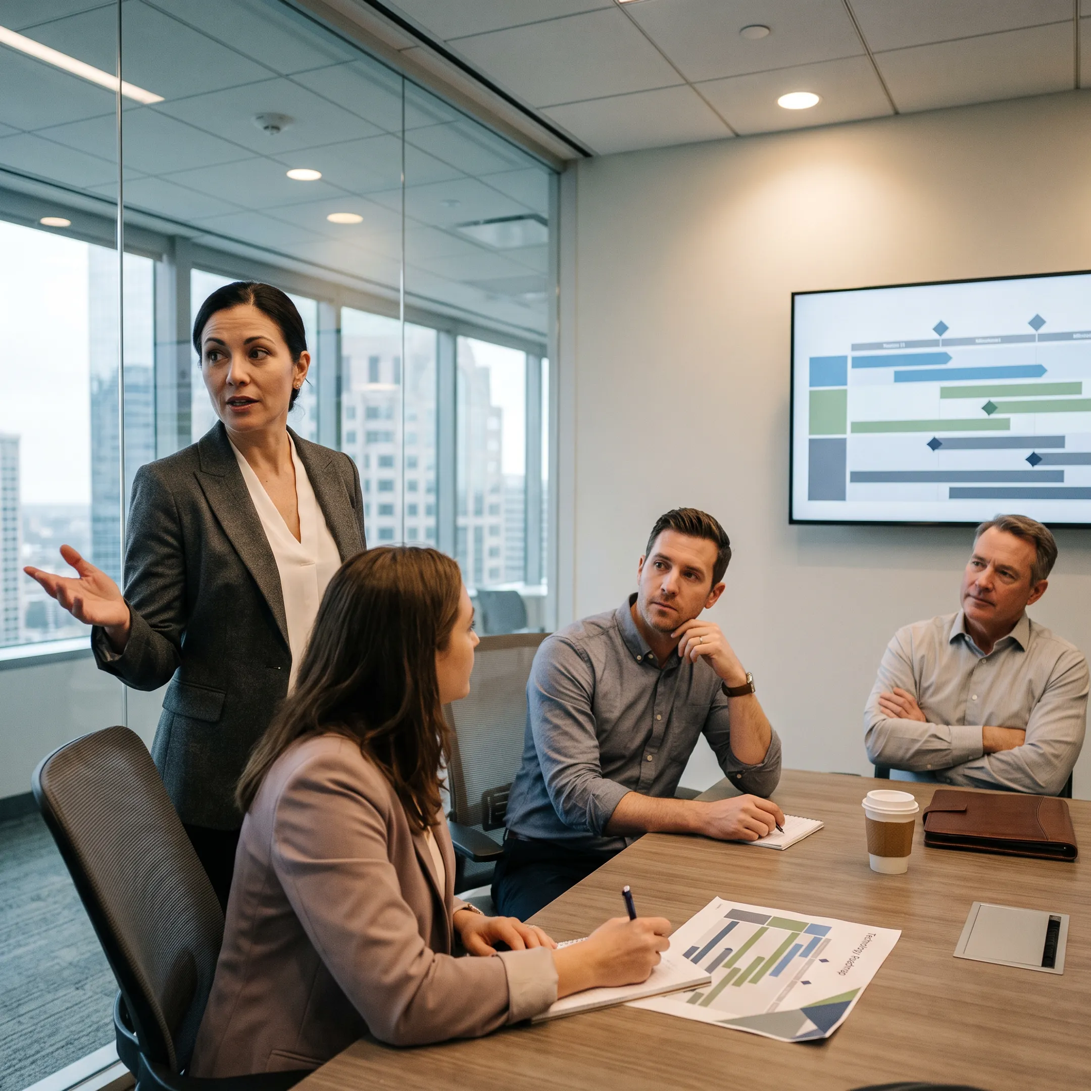 Fractional CTO presenting a startup technology roadmap to leadership