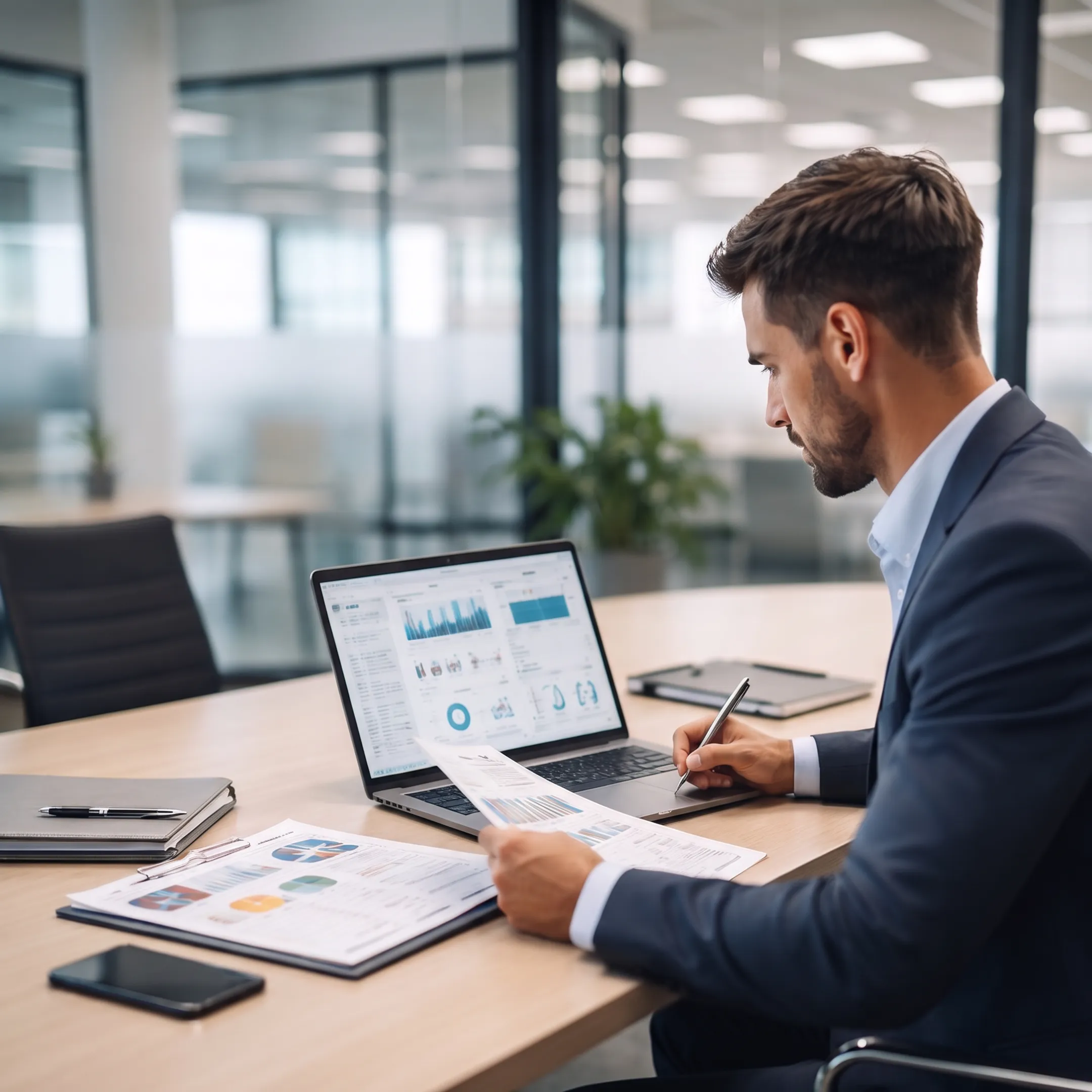 Part-time CFO reviewing startup financial reports with founders