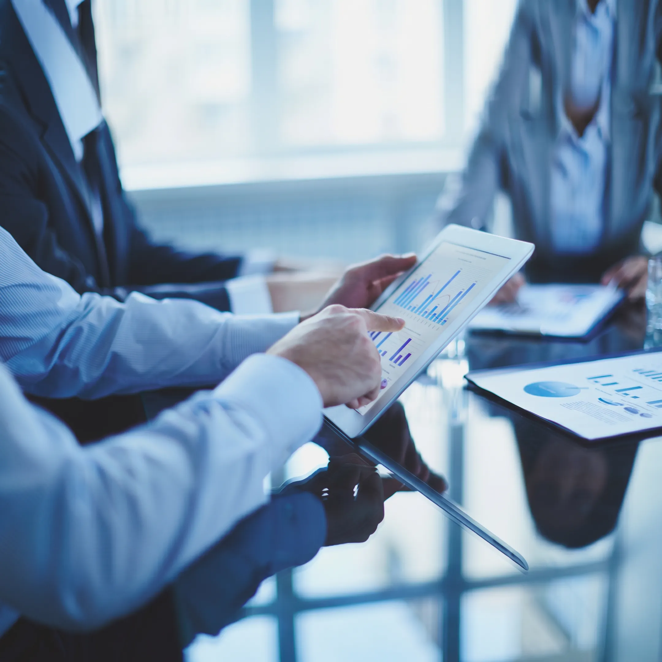 Executive operations consultant reviewing a business process roadmap