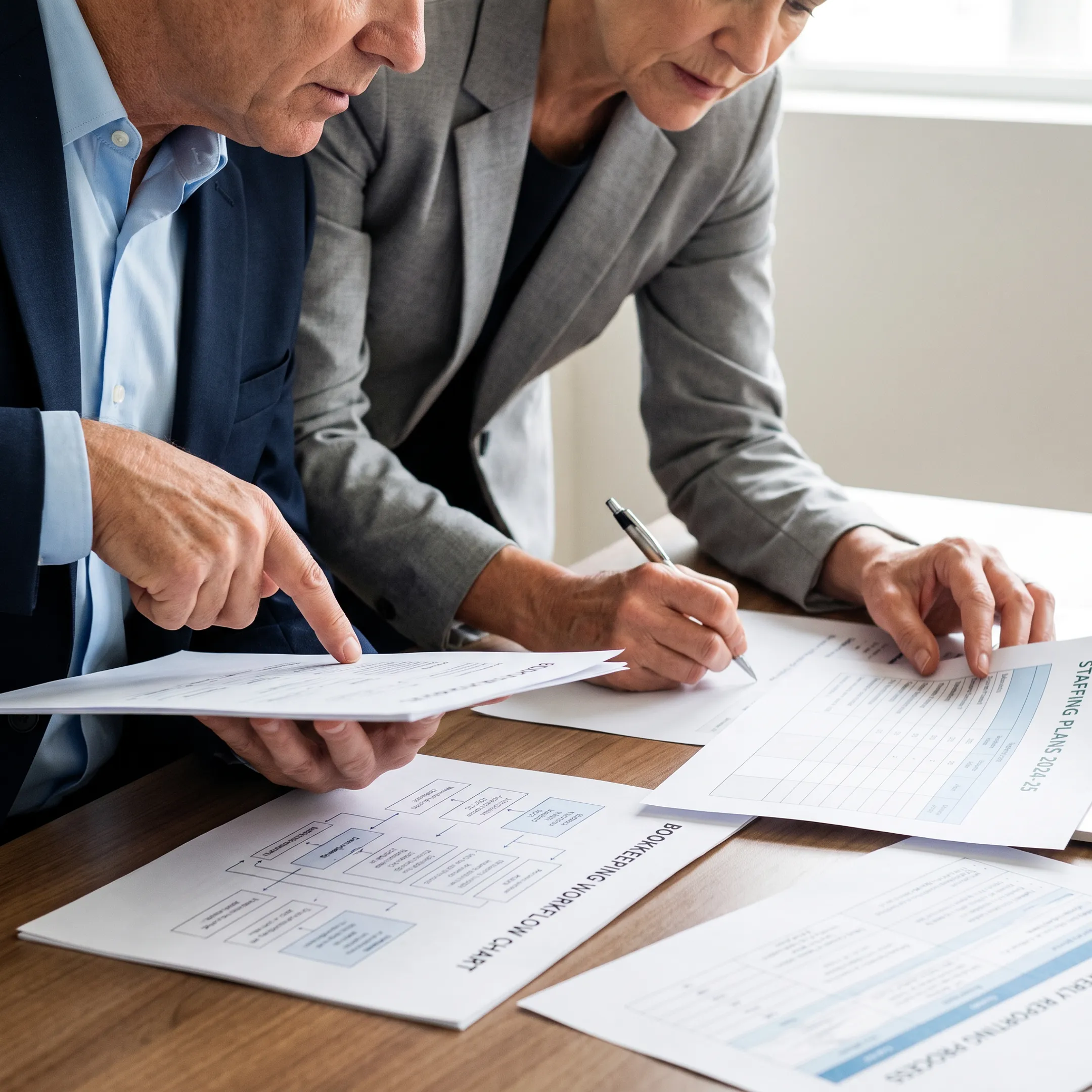 Finance leaders discussing accounting staffing solutions
