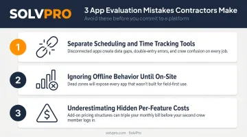 Three common contractor app evaluation mistakes scheduling time tracking hidden costs offline