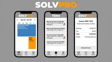 SolvPro field service dashboard showing job scheduling and crew tracking features
