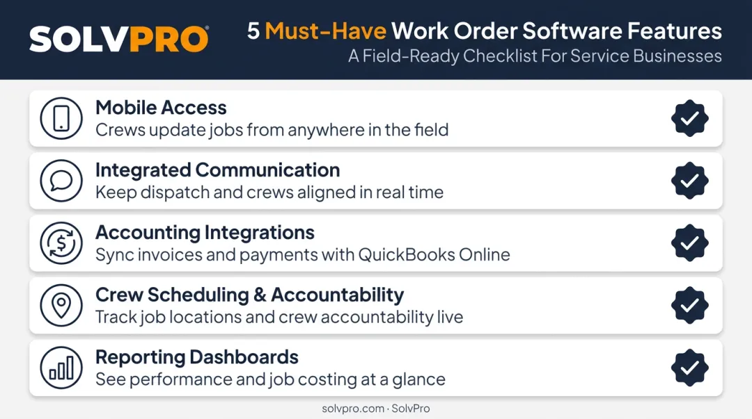 Five key features to look for in work order software checklist