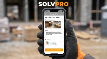 SolvPro field service app screenshot showing real-time change order logging