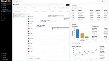 SolvPro field service software dashboard showing job costing and invoicing