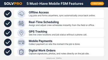 5 must-have mobile field service app features checklist infographic