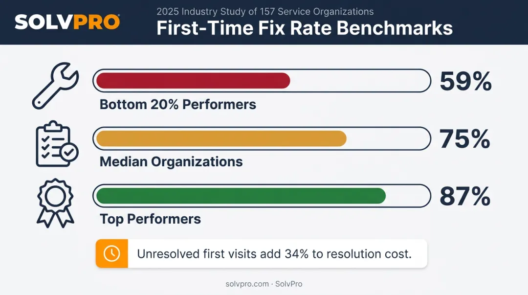 First-time fix rate benchmark comparison across service organizations 2025