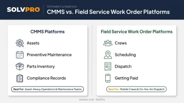 CMMS platforms versus field service work order software comparison chart