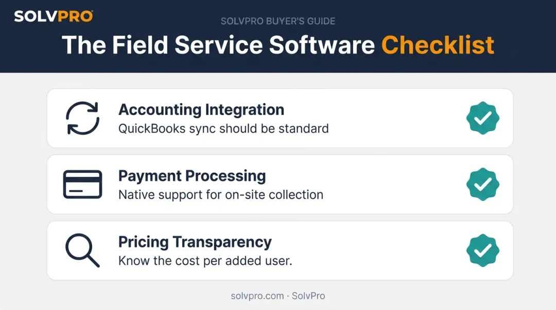 Three-point checklist for evaluating plumbing business management software