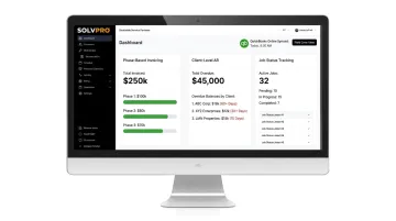 SolvPro dashboard showing client-level invoice tracking and job phases