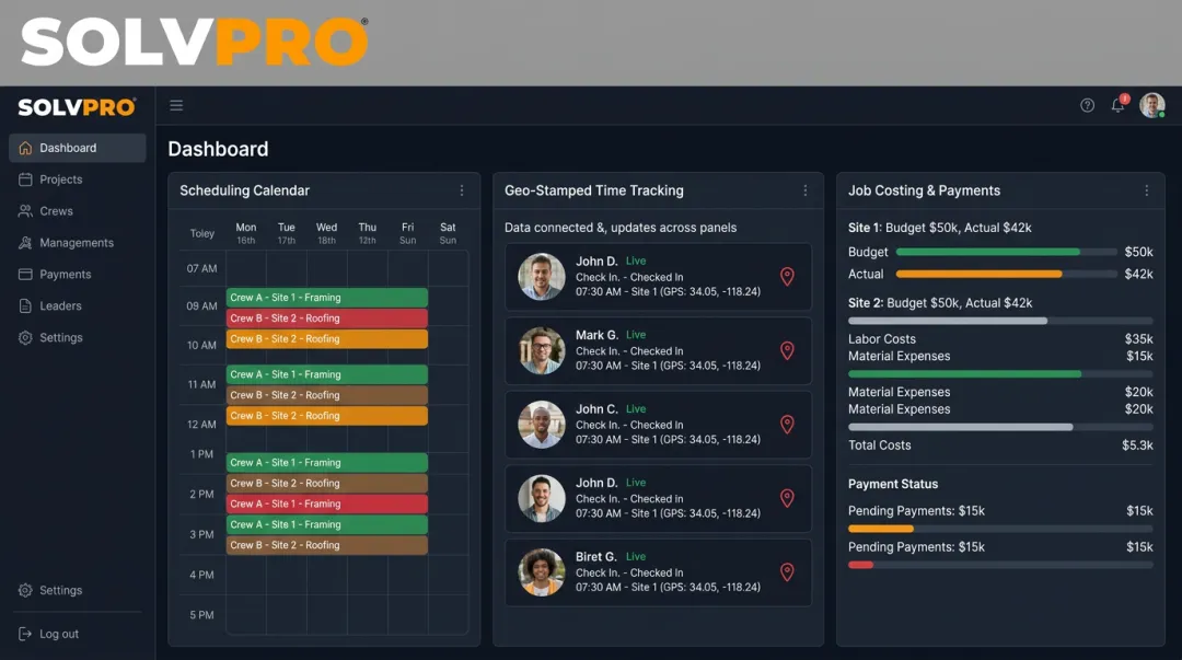 SolvPro all-in-one field service management dashboard interface screenshot