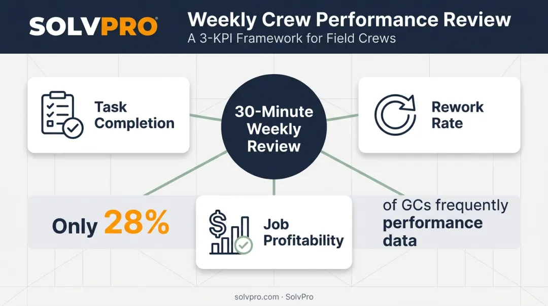 Weekly performance review framework with three key crew productivity KPIs