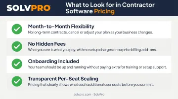 Contractor software pricing transparency checklist four key evaluation criteria