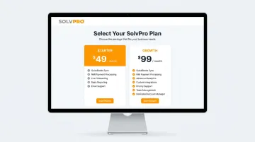 SolvPro pricing plans dashboard showing Starter and Growth tier features
