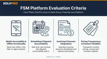 Four key criteria for evaluating field service management software infographic