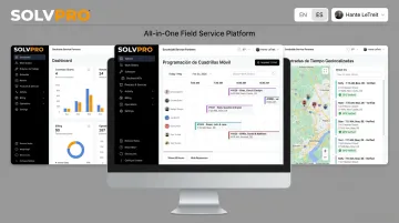 SolvPro platform dashboard showing bilingual interface and crew tracking features