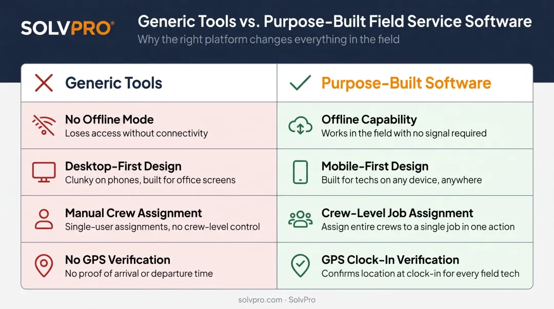 Four capabilities purpose-built field service software provides over generic tools