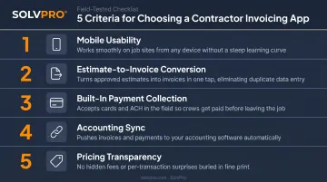 Five criteria for selecting the best contractor invoicing app evaluation framework