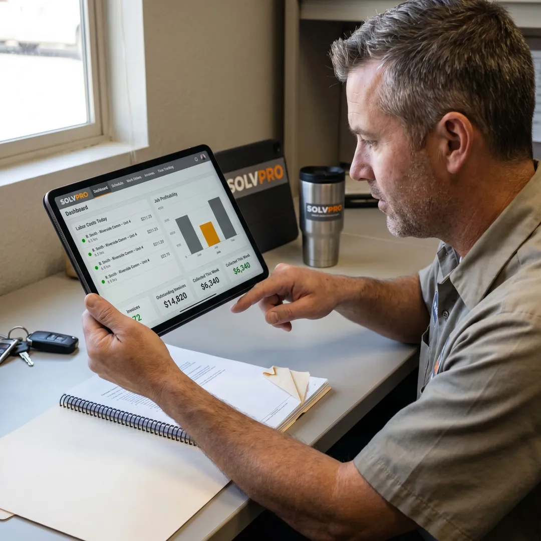 Manager reviewing labor cost dashboard