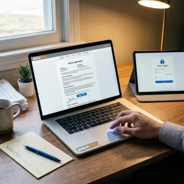 SaaS agreement template on laptop
