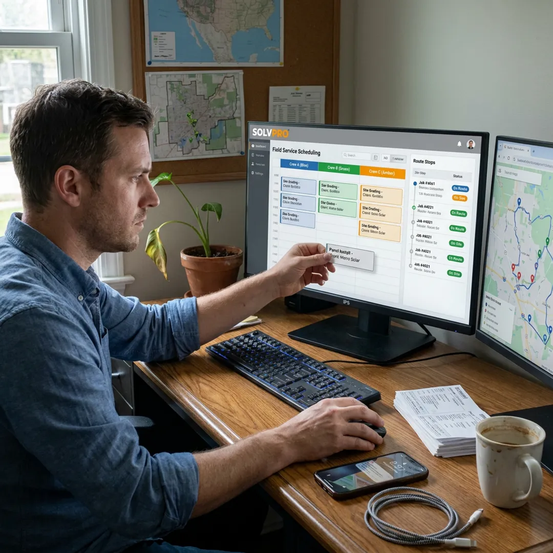 Dispatcher managing delivery schedule on software dashboard