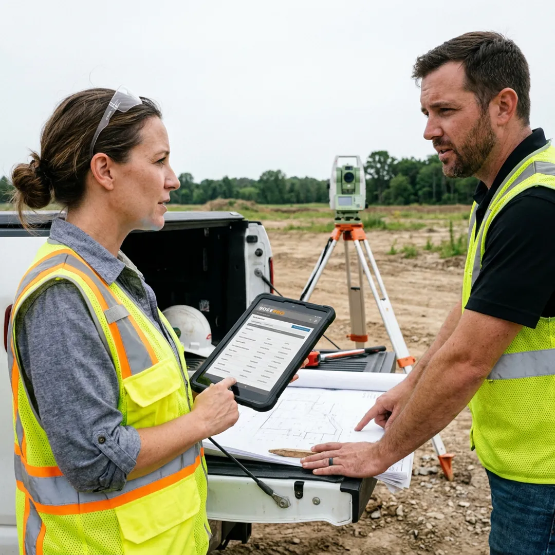 Survey crew using project management software