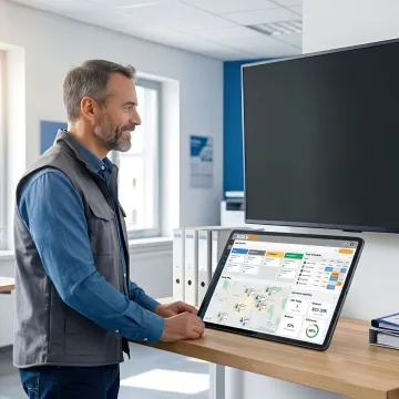 Field team CRM dashboard on laptop