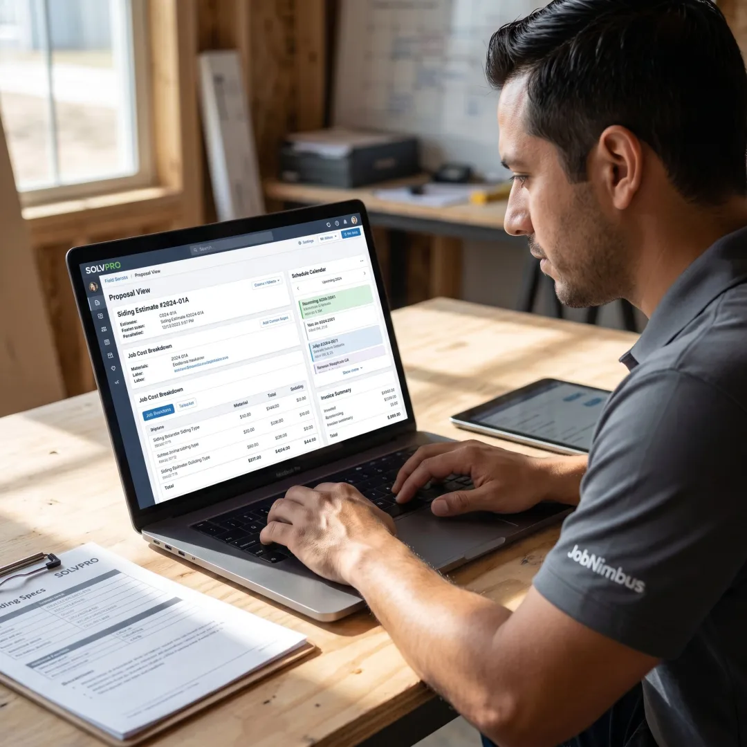 Contractor using siding estimating software workflow