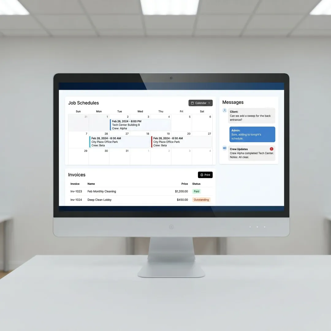 Cleaning business client portal dashboard