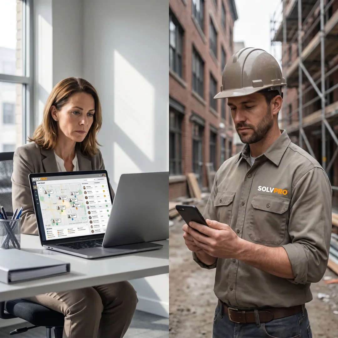 Dispatcher monitoring field crew locations and job updates
