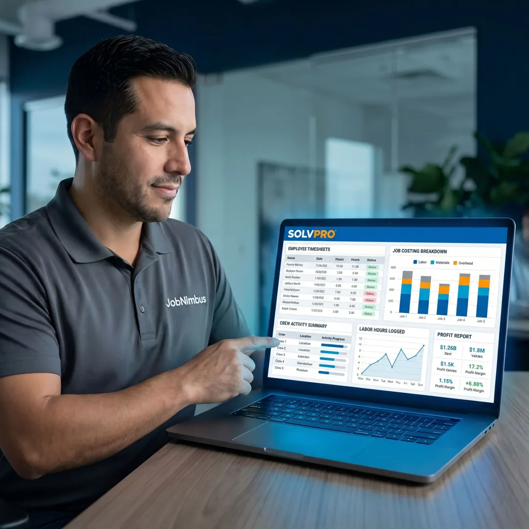 Employee tracking and job costing software dashboard