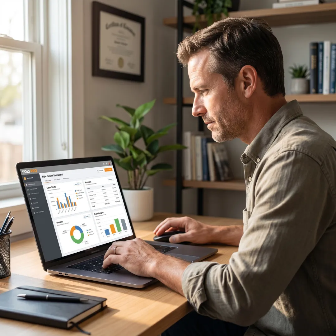 Dashboard showing job costs and profitability