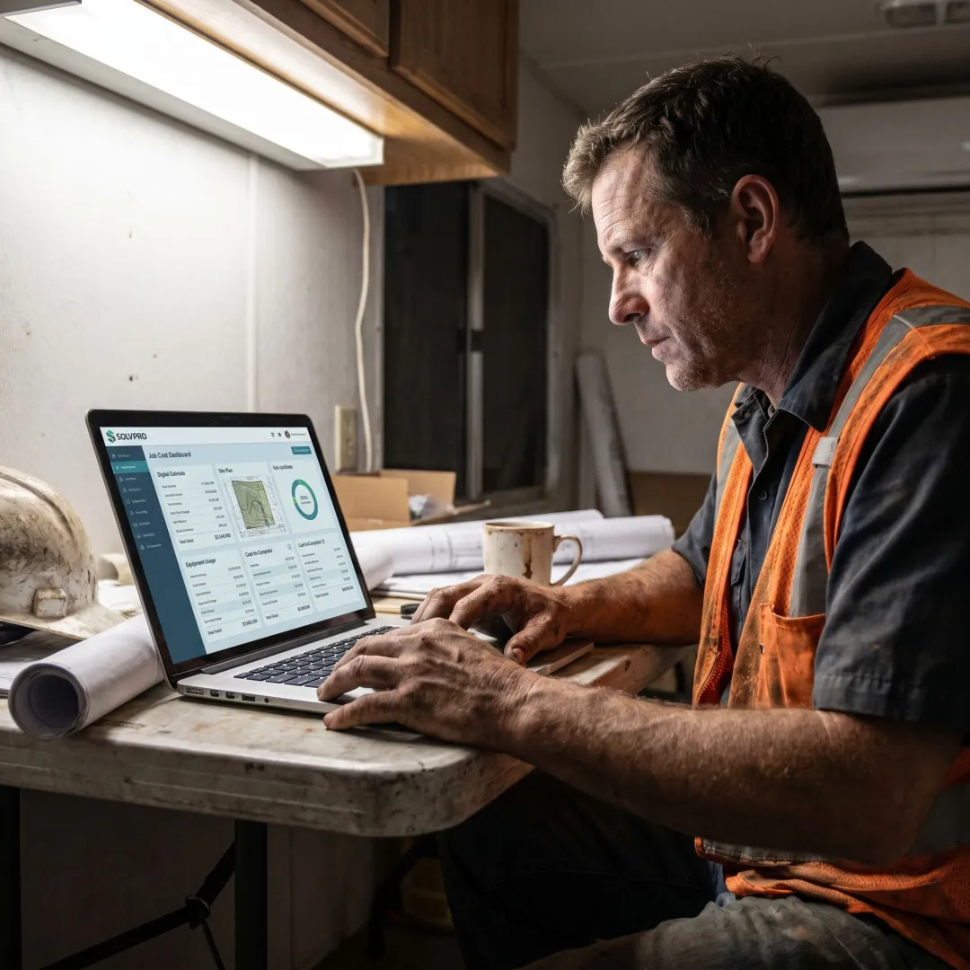 Contractor using estimating software for sitework