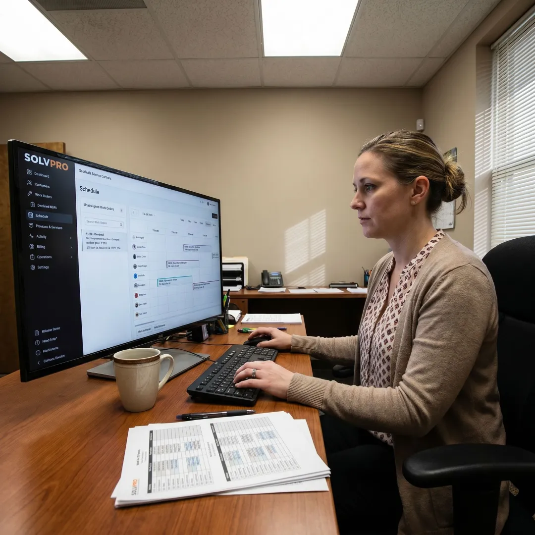 Field service team using scheduling software