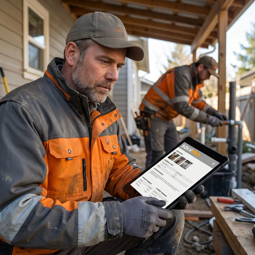 Field team updating a digital work order