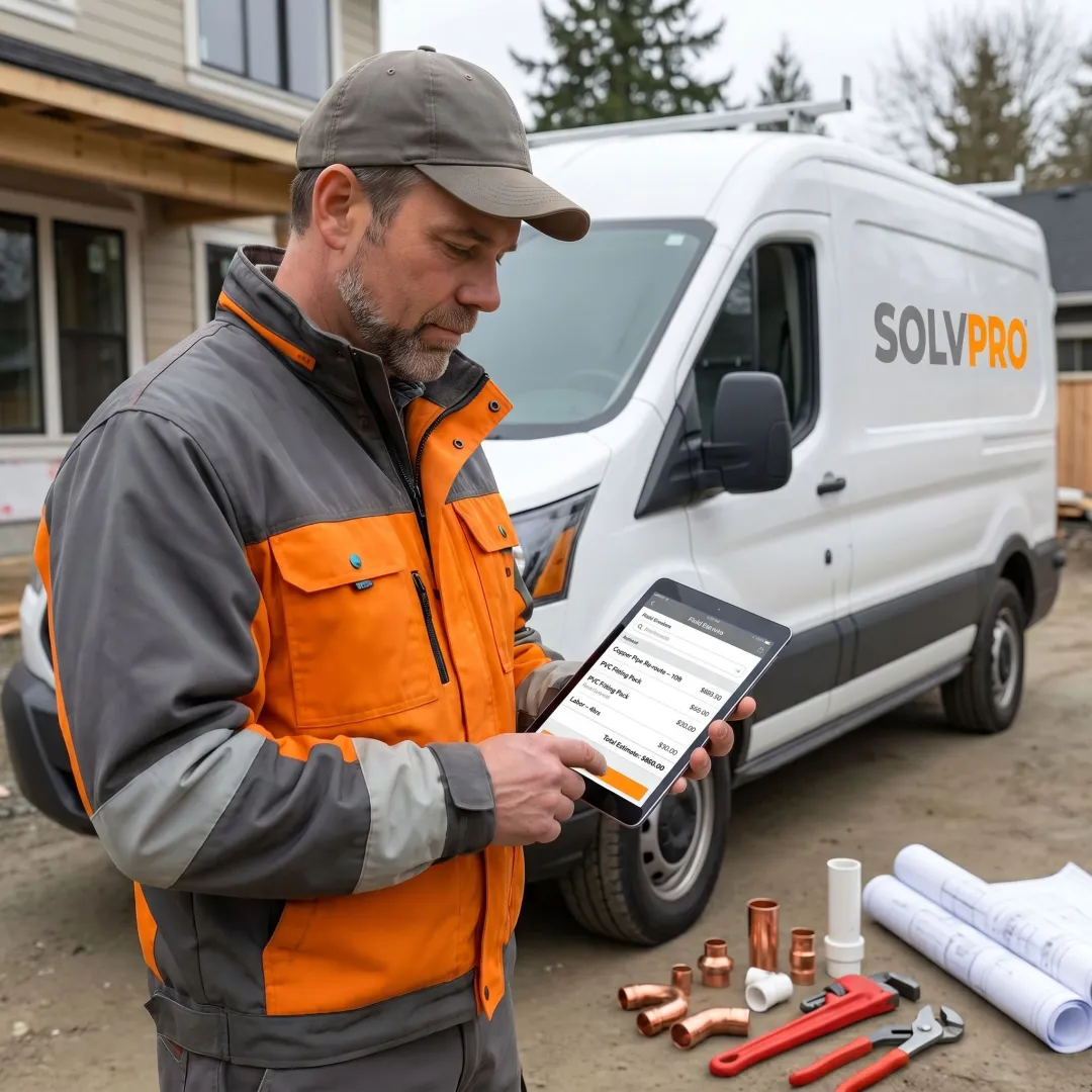 Plumbing contractor using estimating software