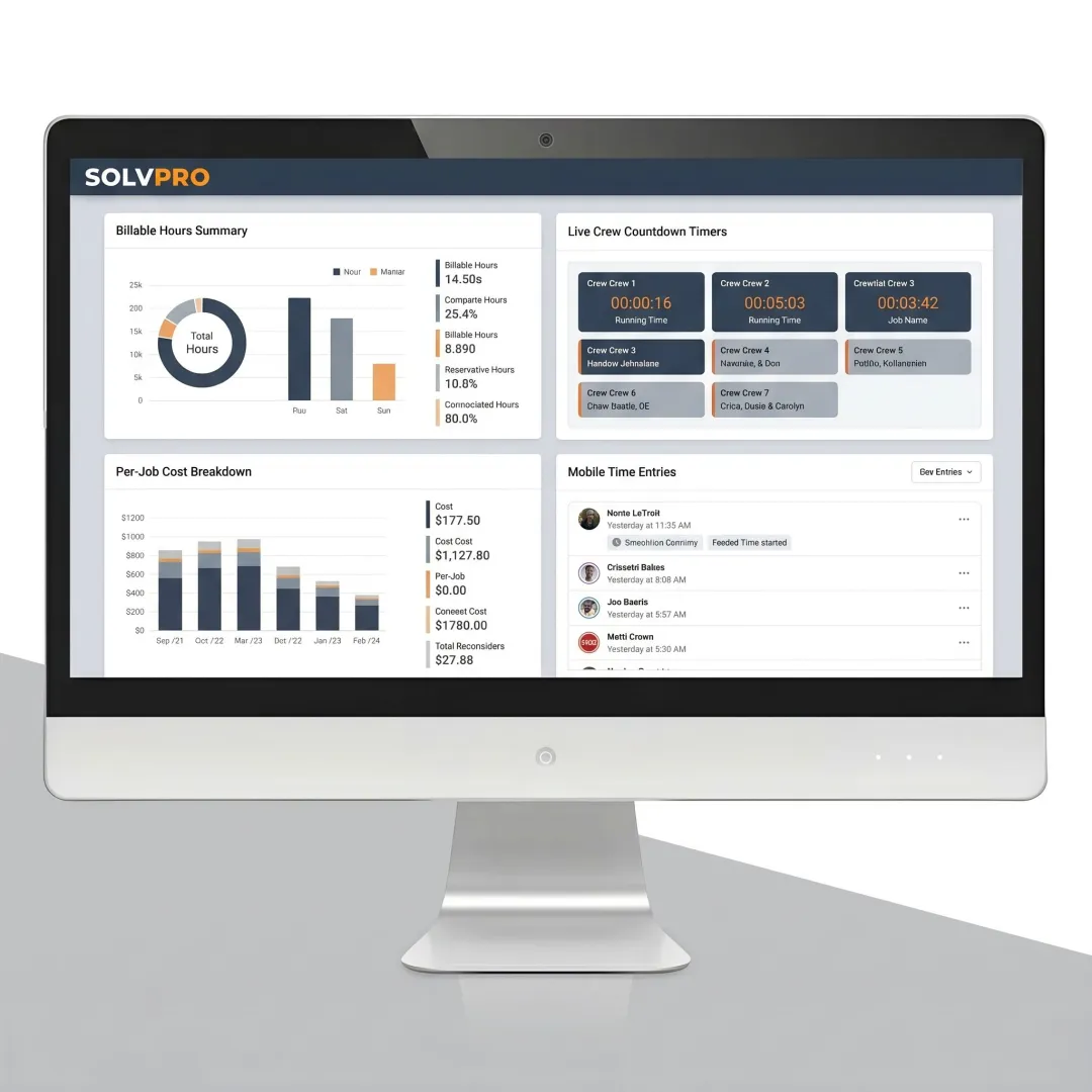 Time tracking software dashboard for billable hours