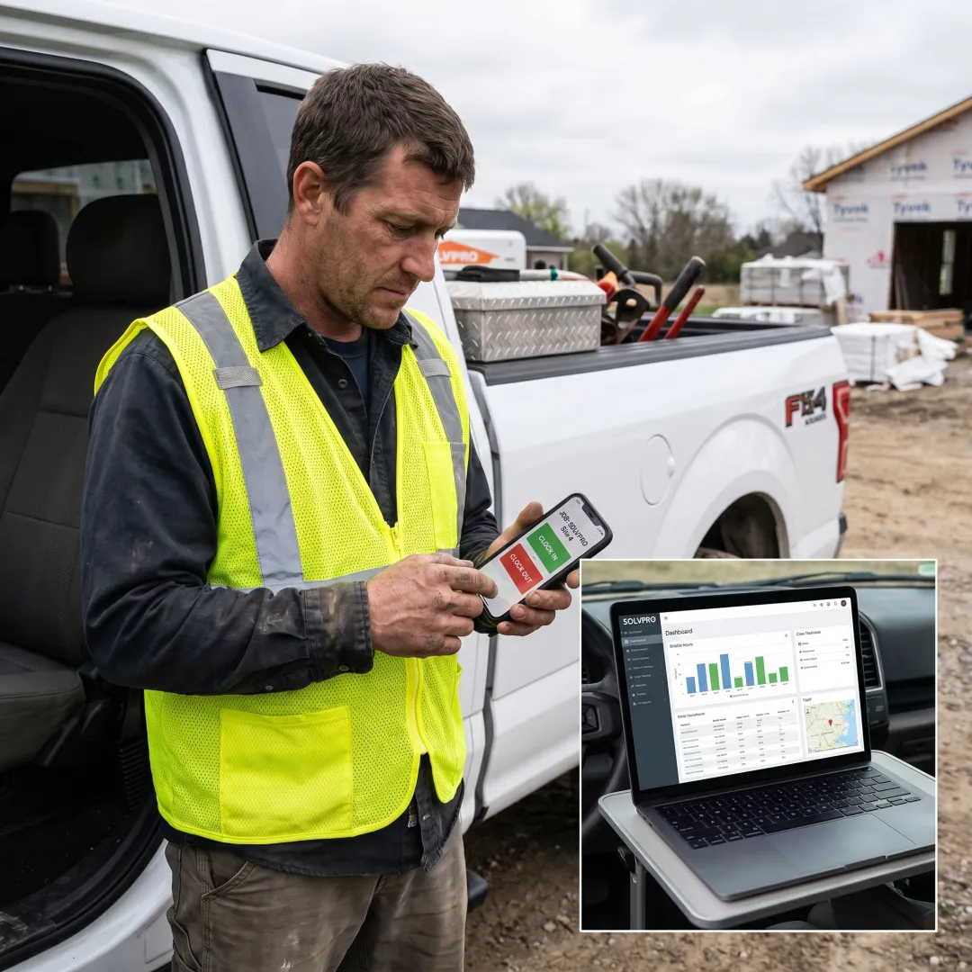 Field crew tracking billable hours in SolvPro
